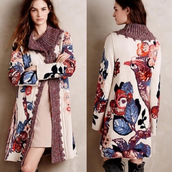 Anthropologie Sweaters - Sleeping on snow embroidered foret sweater jacket